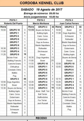 HORARIOS DE ENTRADA A PISTA...